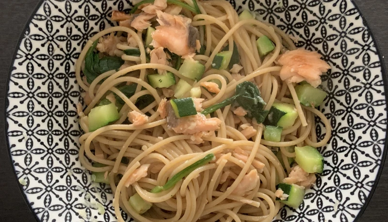 Spaghettis saumon-courgette