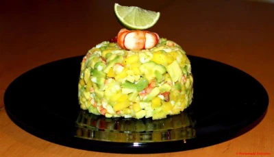 Tartare de crevettes à l'avocat & à la mangue