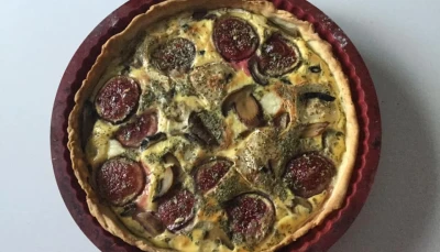 Tarte aux figues et chèvre et champignons