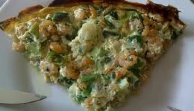 Tarte aux poireaux et crevettes