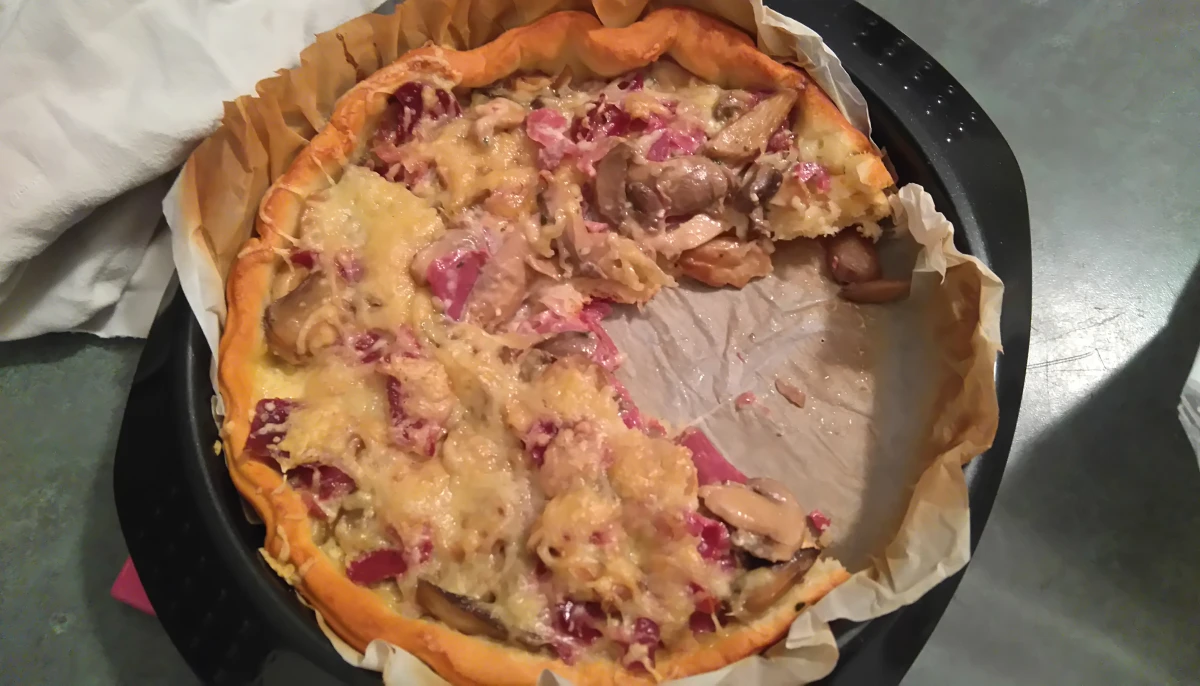 Tarte fine champignons-gésiers