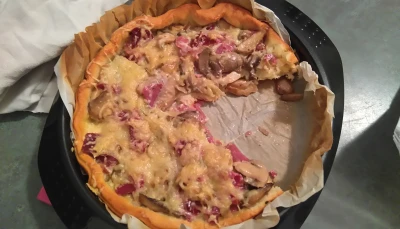 Tarte fine champignons-gésiers