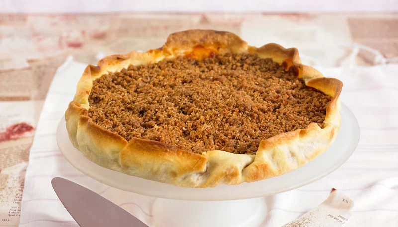 Tarte paysanne pomme- rhubarbe façon crumble