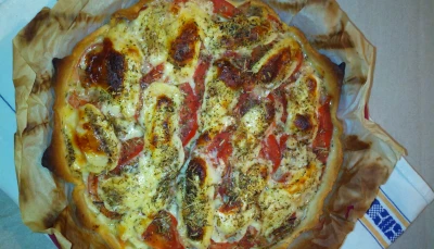 Tarte poulet tomates moutarde