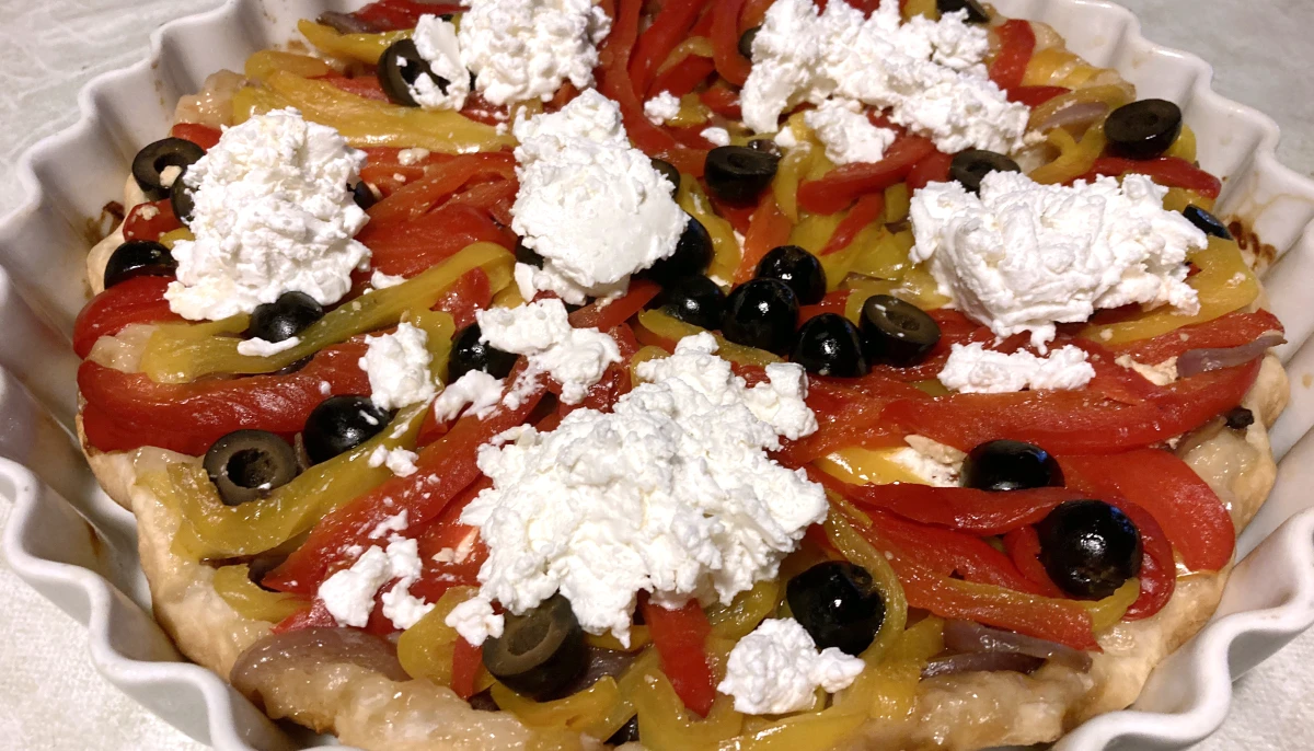 Tarte tatin aux poivrons et fromage frais