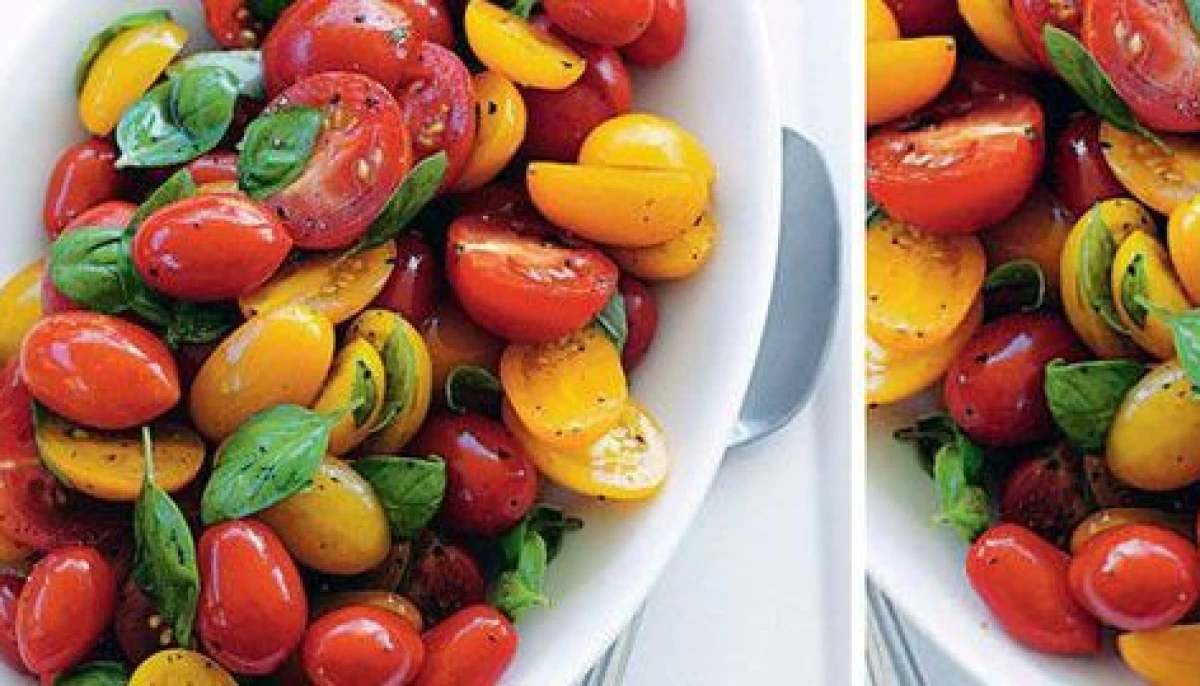 Tomates anciennes au four et spaghettis