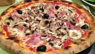 veritable pizza Régina, buonissimo!