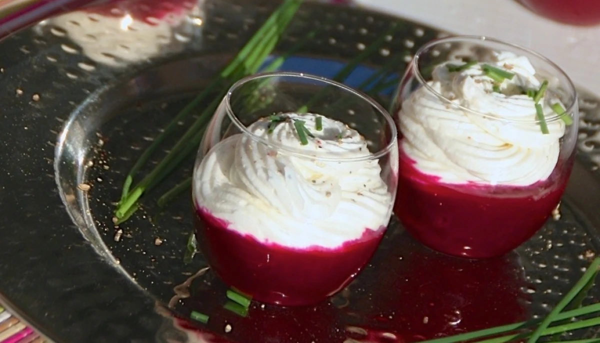Verrines de bétrave au fromage
