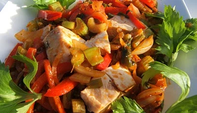 Wok de poulet aux poivrons