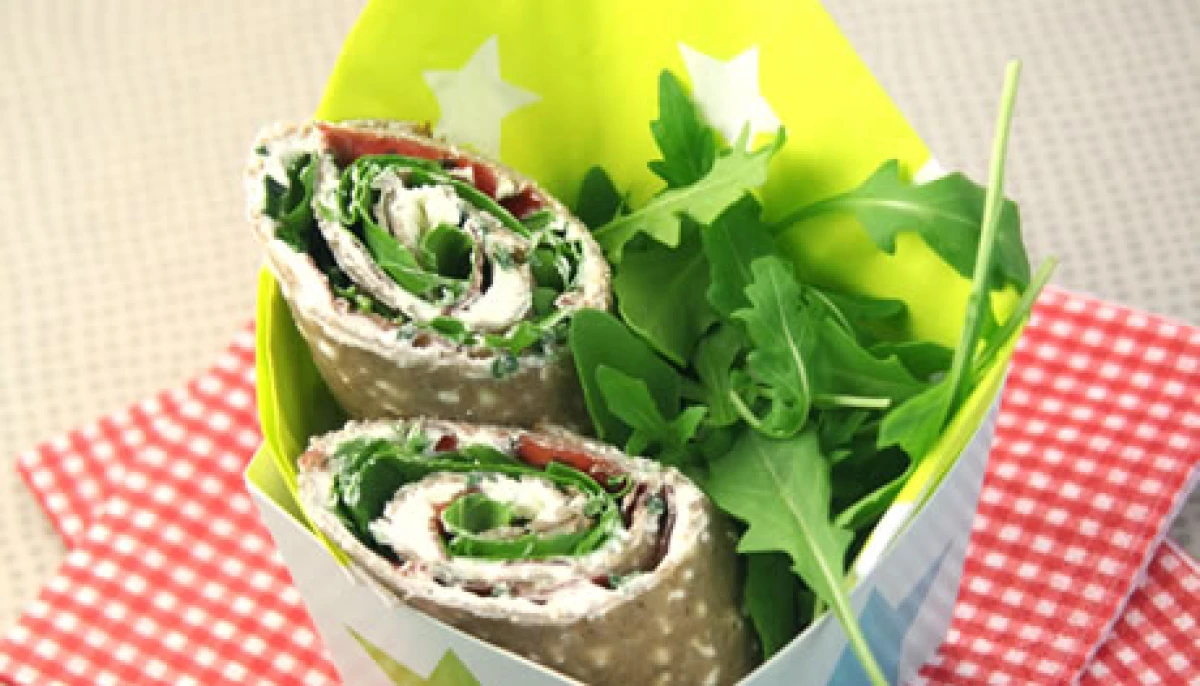 Wraps au fromage frais, et roquette