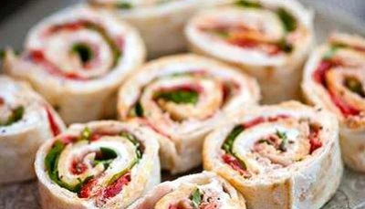 Wraps piquillos, jambon blanc et roquette