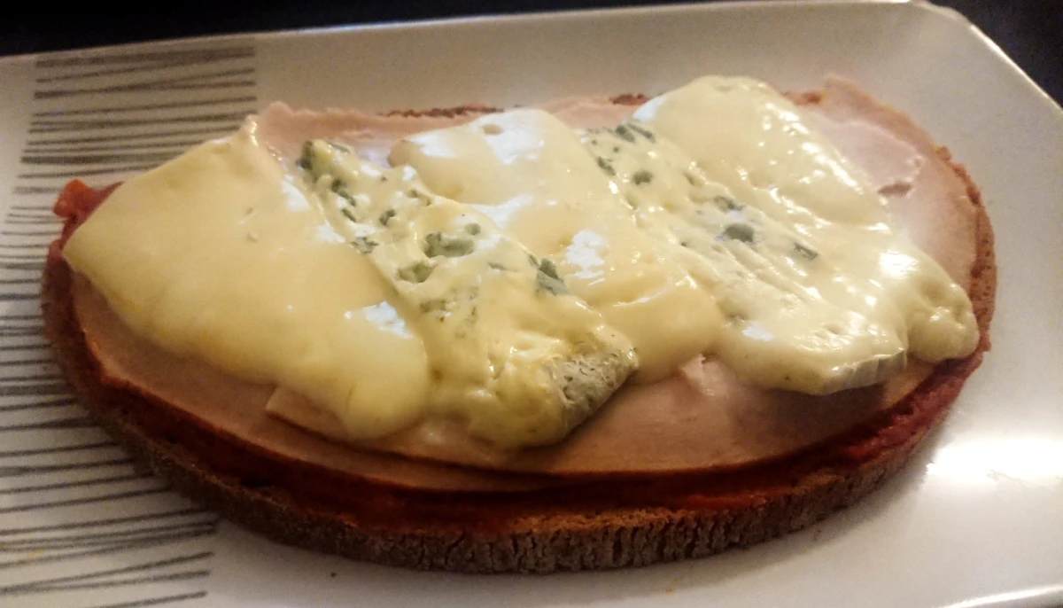 Tartine duo de fromages et poulet