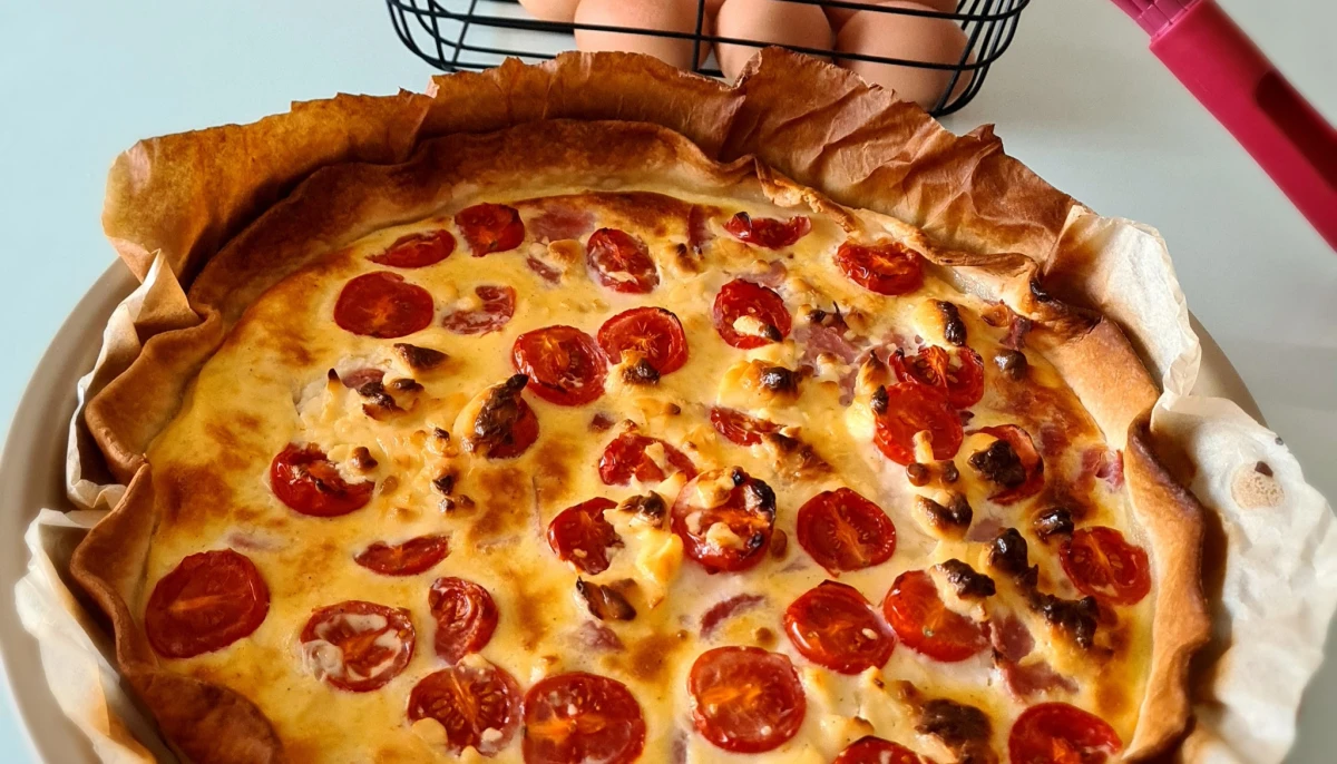 Quiche tomate, vache qui rit et jambon