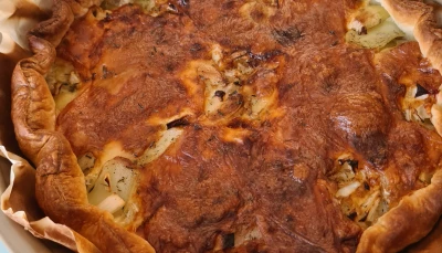 Tarte fine pommes de terre et tomme