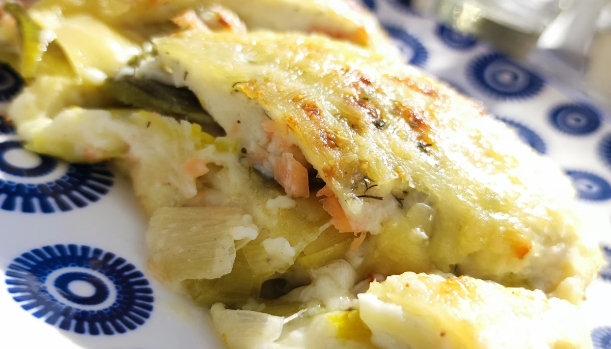 Lasagnes poireaux truite fumée