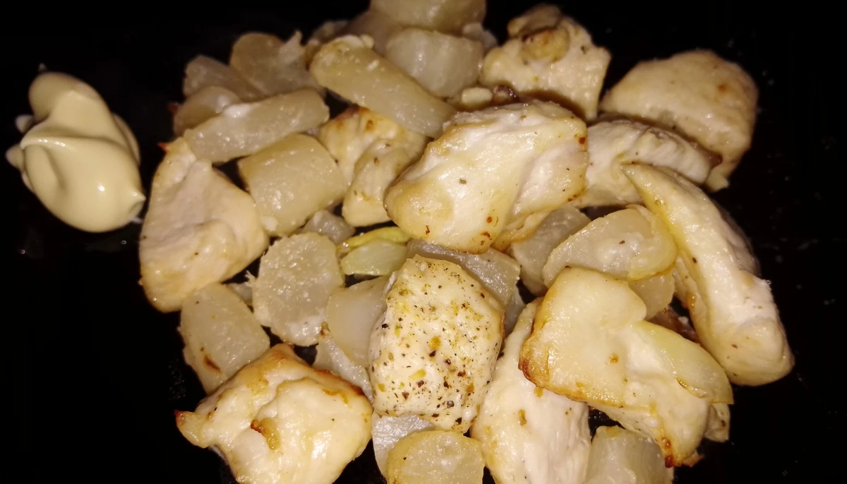 Sauté de poulet, oignons et salsifis