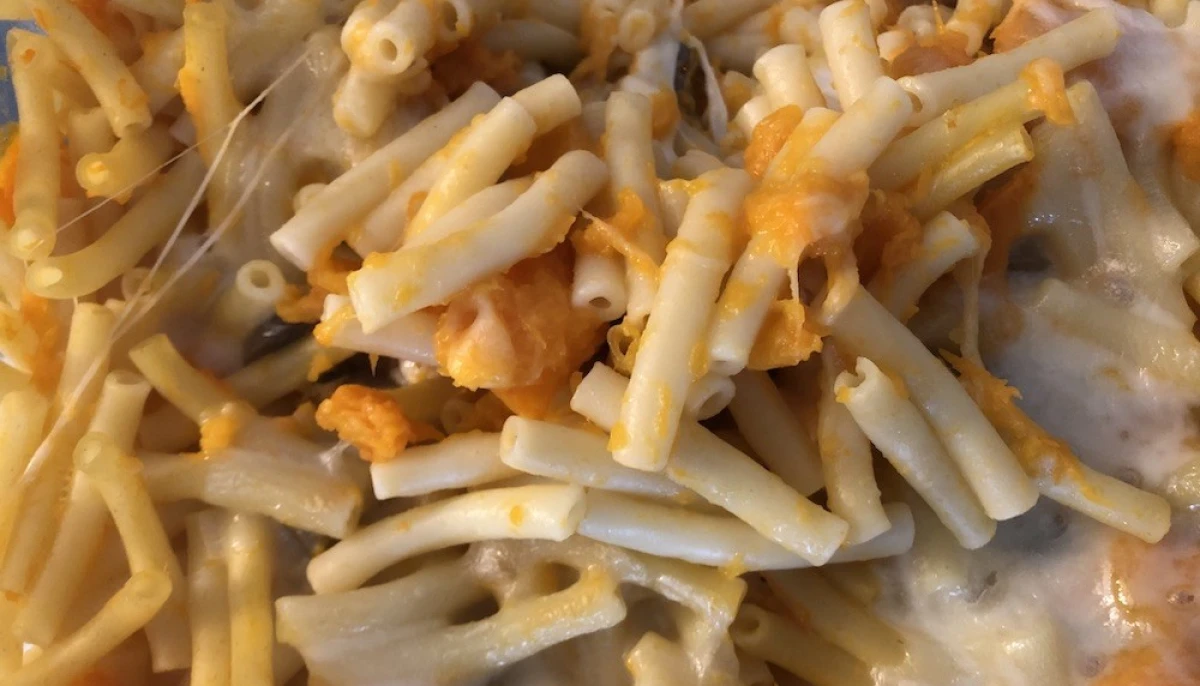 Gratin de pâtes au butternut et champignons