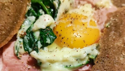 Galette au jambon et épinards à la béchamel