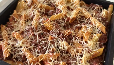 Gratin de pâtes bolognaise