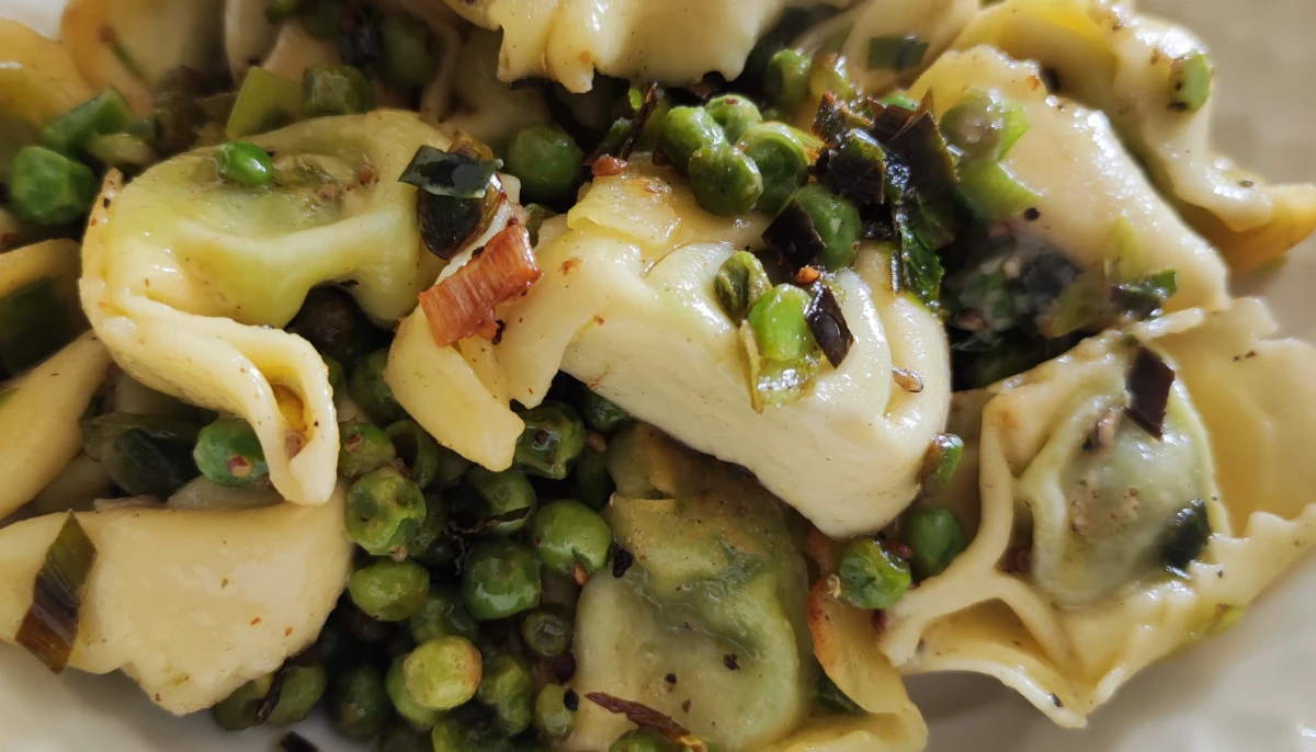 Ravioles aux petits pois et ciboule