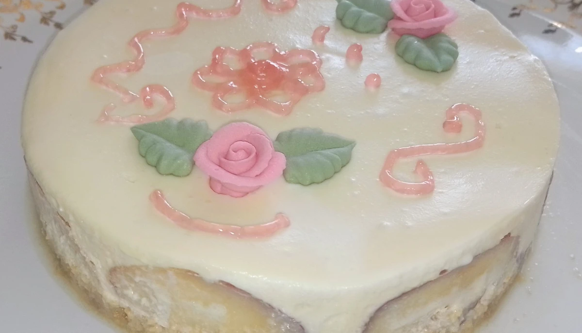 Cheescake aux pêches blanches