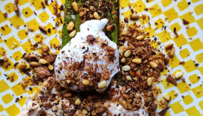 Asperges au four et crème au saumon