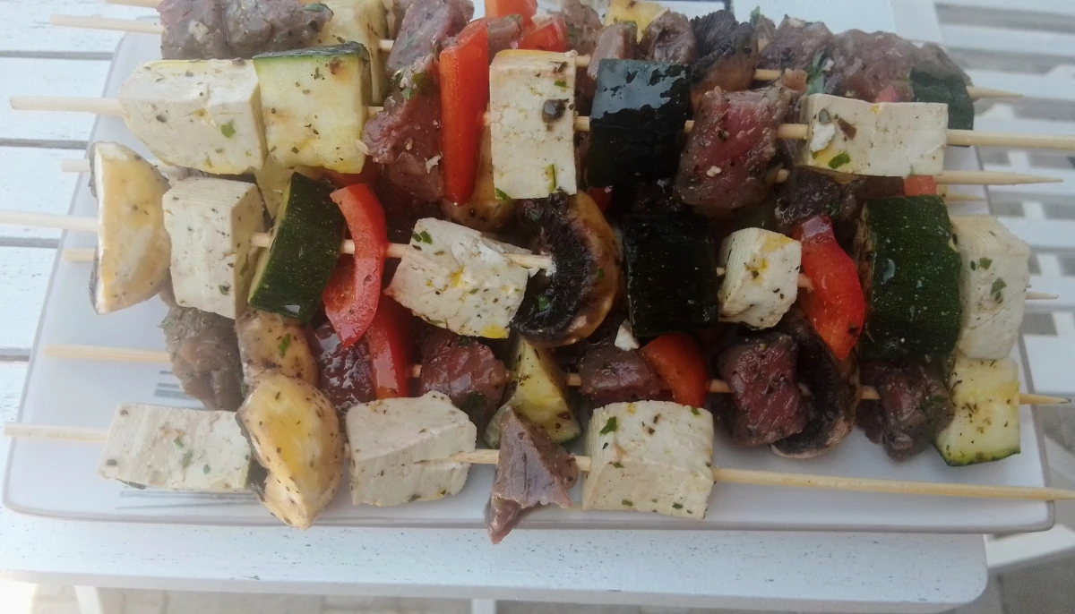 Brochettes au tofu et boeuf
