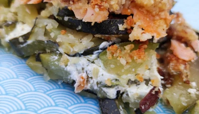 Crumble courgettes Boursin truite