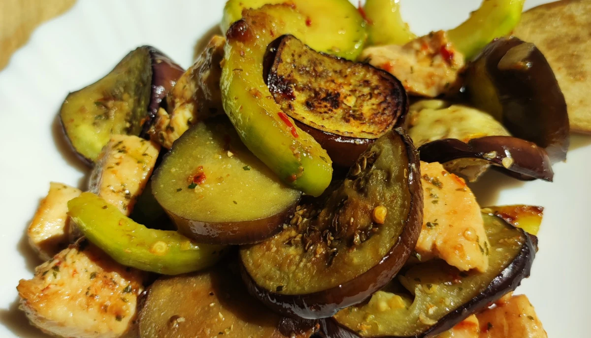 Poulet mariné légumes à la plancha