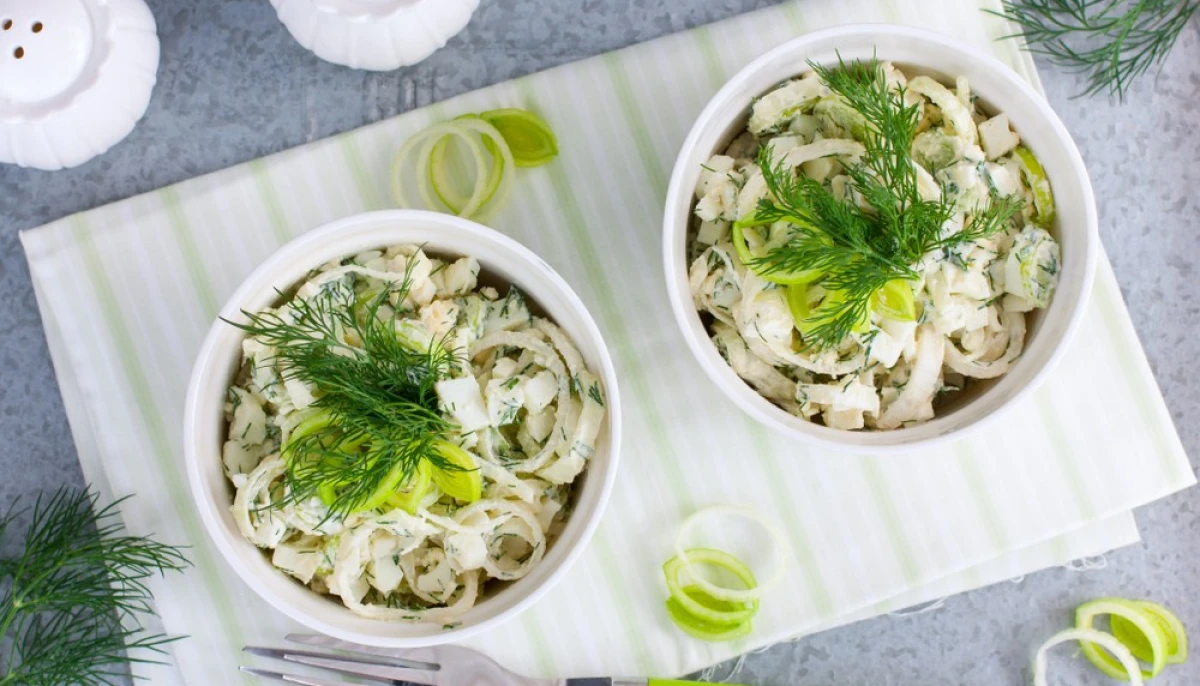 Salade de poireaux avec vinaigrette de moutarde