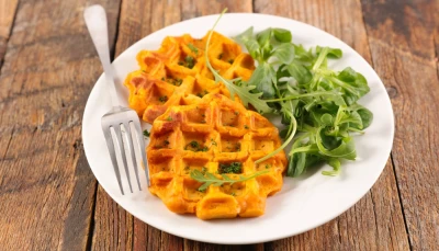 Gaufres de patate douce et cheddar