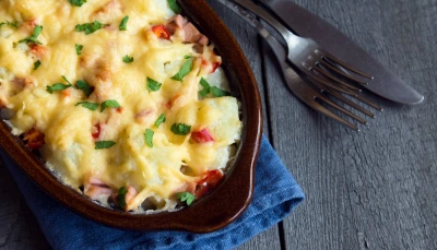 Chou-fleur gratiné au jambon