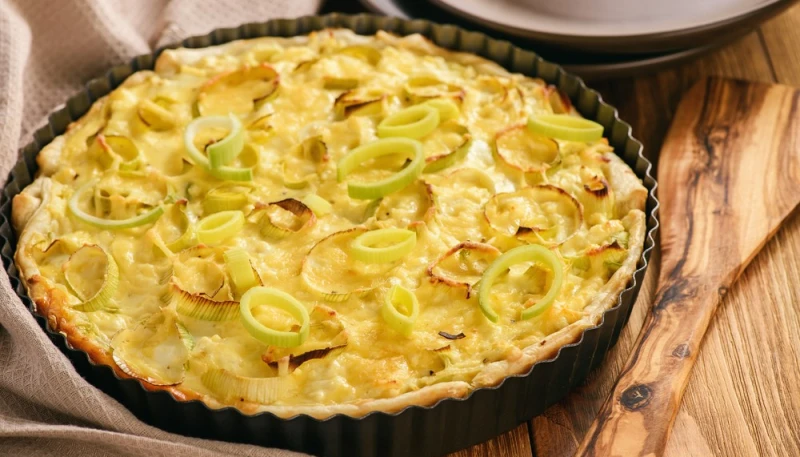 Tarte aux poireaux et fromage