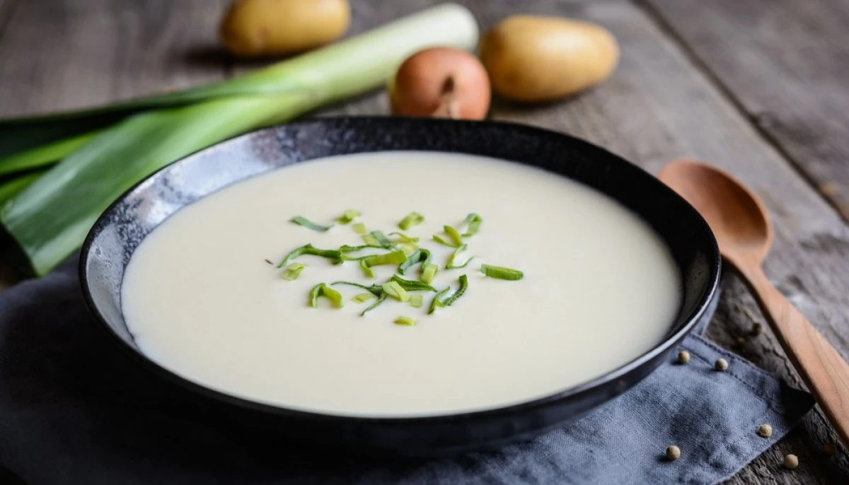 Velouté de poireaux et pommes de terre au fromage