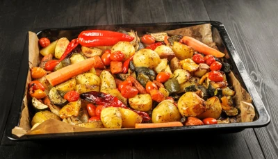 Légumes d’hiver au four avec sésame noir