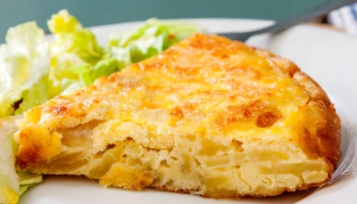 Omelette aux poireaux et pommes de terre