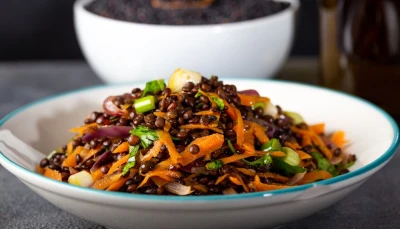 Salade tiède de lentilles et carottes rôties