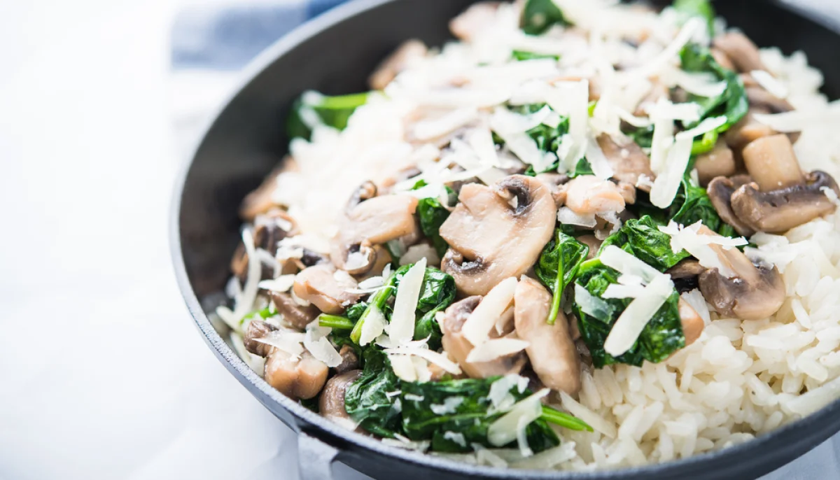 Risotto aux champignons et épinards