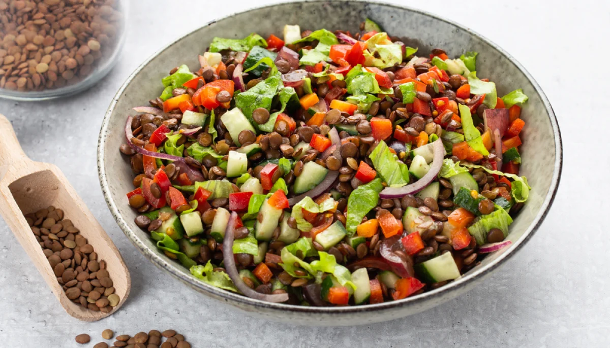 Salade de lentilles et crudités
