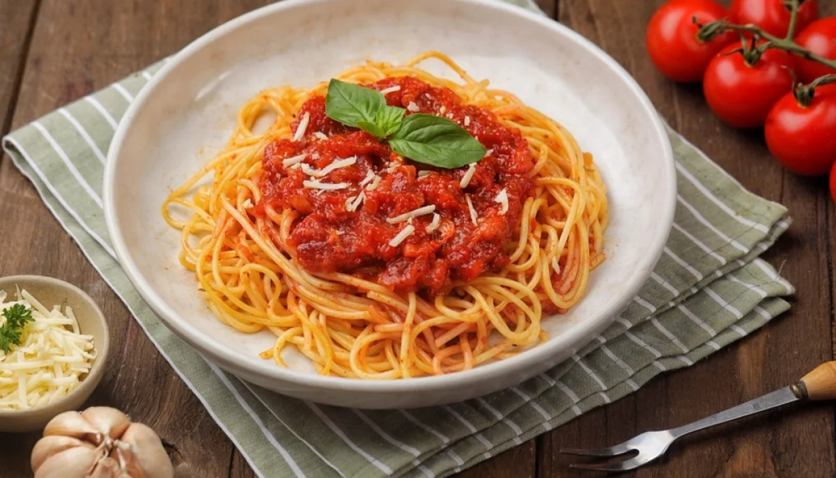 Spaghetti aux légumes du marché