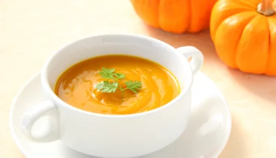 Velouté de potimarron et carottes au cumin
