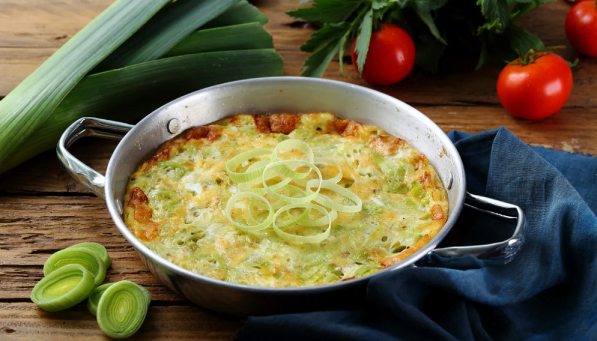 Omelette aux poireaux