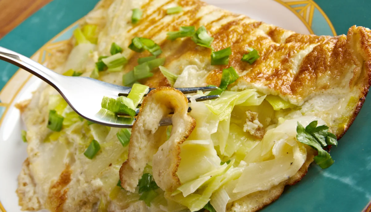 Omelette aux poireaux fondants