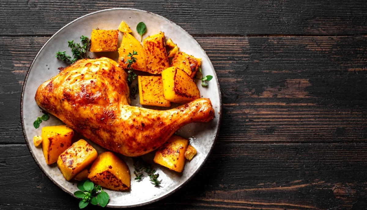 Poulet rôti aux herbes de Provence et courge rôtie