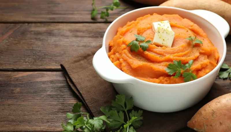 Purée de patate douce au fromage frais