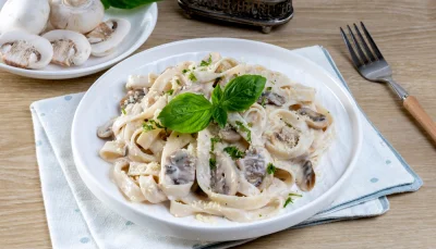 Pâtes aux champignons et ail
