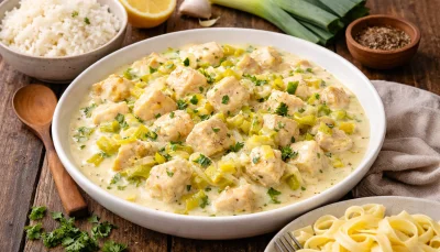 Blanquette express de poulet aux poireaux