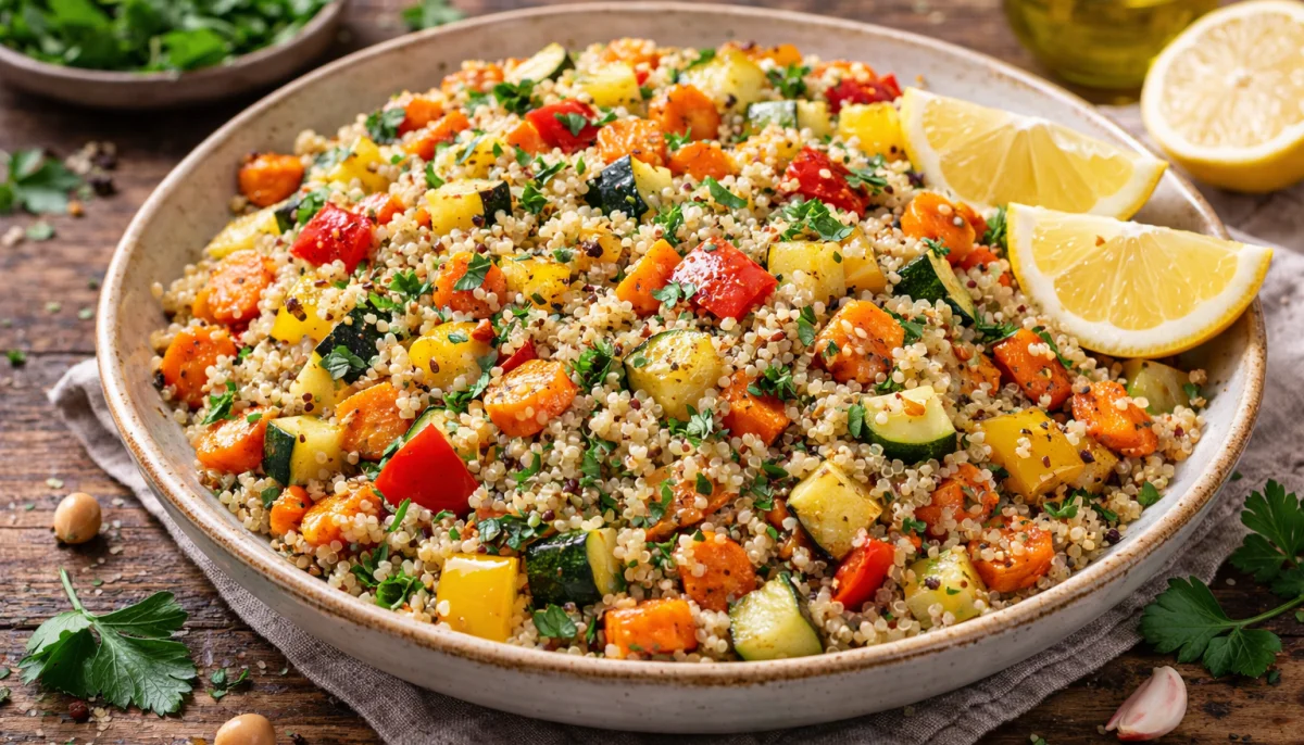 Quinoa chaud aux légumes rôtis