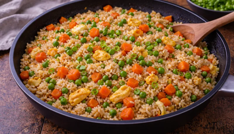 Riz sauté express aux légumes et œuf