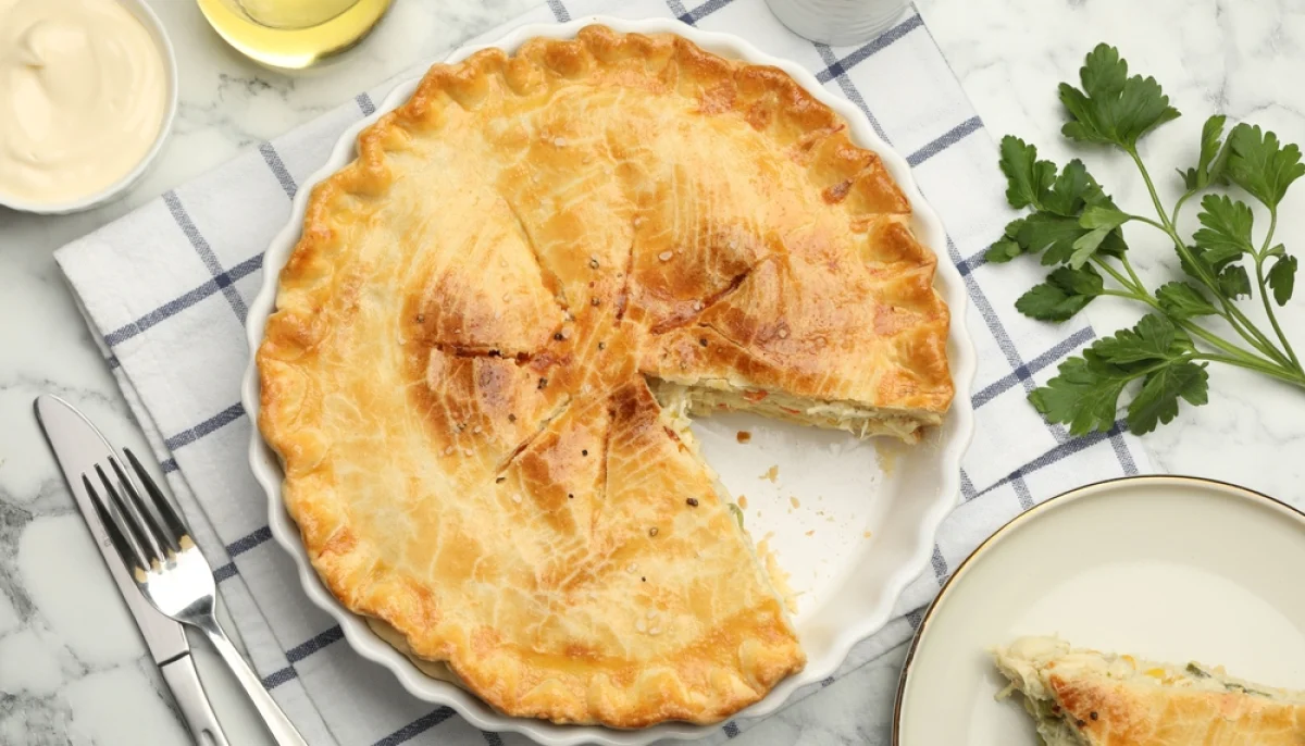 Tourte poulet poireaux maison